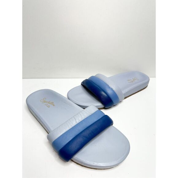 Seychelles Sandals Womens Size 9 Leather Low Key Blue Bright Slides - Picture 3 of 10
